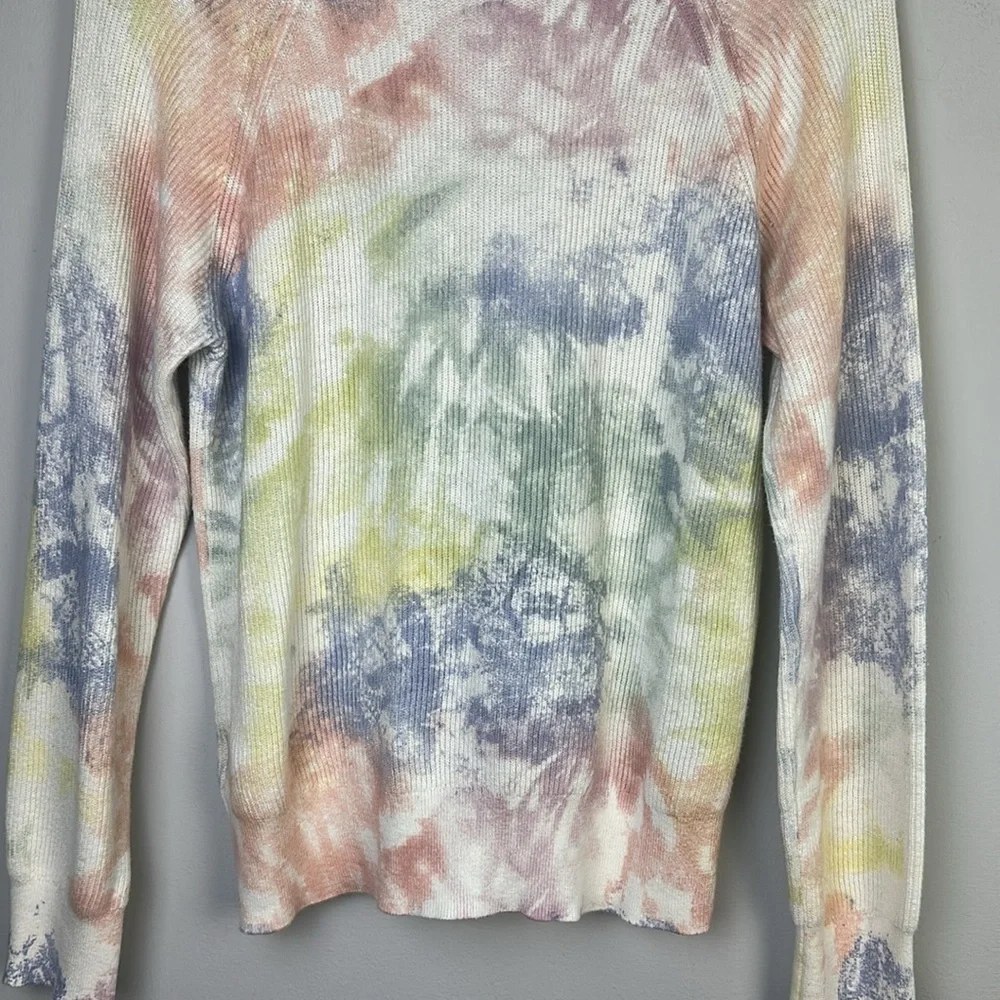 Rails Venus Cashmere Cotton Ribbed Sweater in Rainbow Tie Dye Long Sleeve Top XS - Picture 11 of 16